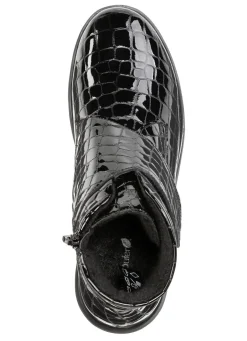 Discount WALDLÄUFER Waldläufer Bootie aus krokogeprägtem Lackleder SCHWARZ