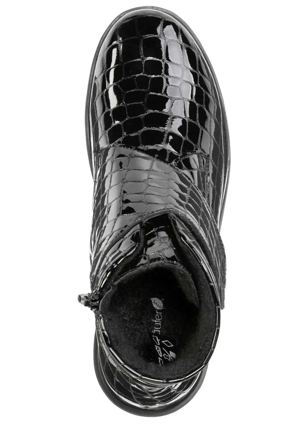 Discount WALDLÄUFER Waldläufer Bootie aus krokogeprägtem Lackleder SCHWARZ