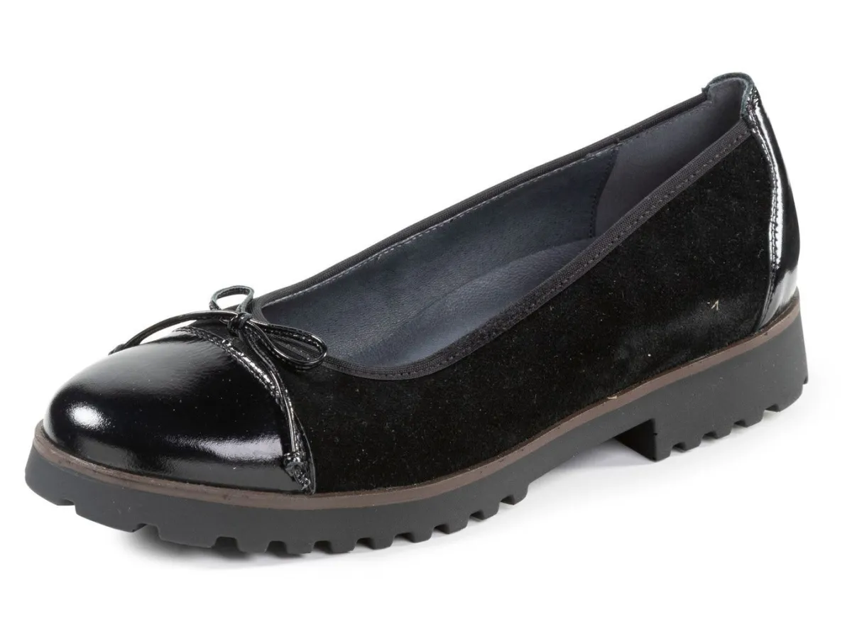 New WALDLÄUFER Waldläufer, elegante Damen-Ballerinas, Weite H, mit herausnehmbarem Fußbett SCHWARZ