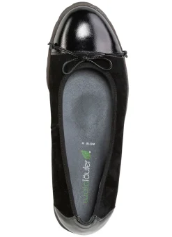 New WALDLÄUFER Waldläufer, elegante Damen-Ballerinas, Weite H, mit herausnehmbarem Fußbett SCHWARZ