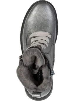 Best WALDLÄUFER Waldläufer, gefütterte Damen-Stiefeletten, Winterschuhe, Weite H, mit Lammfell ALTSILBER