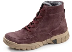 Best WALDLÄUFER Waldläufer, gefütterte Damen-Stiefeletten, Winterschuhe, Weite H, mit herausnehmbarem Fußbett BORDEAUX