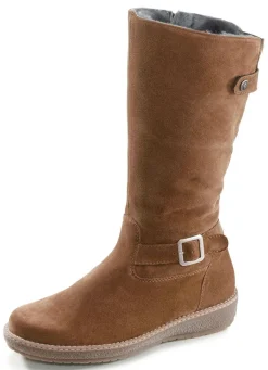 Sale WALDLÄUFER Waldläufer, gefütterte Damen-Stiefel, Winterschuhe, Weite H, mit Lammfell COGNAC