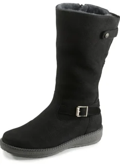 Sale WALDLÄUFER Waldläufer, gefütterte Damen-Stiefel, Winterschuhe, Weite H, mit Lammfell SCHWARZ