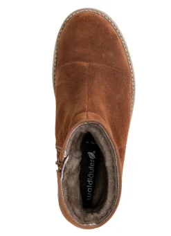 Hot WALDLÄUFER Waldläufer, gefütterte Damen-Boots, Winterschuhe, Weite H, mit Lammfell COGNAC
