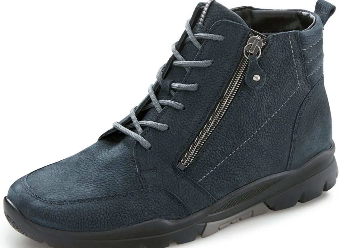 BADER Waldläufer, gefütterte Damen-Stiefeletten, Winterschuhe, Weite H, mit herausnehmbarem Fußbett DUNKELBLAU