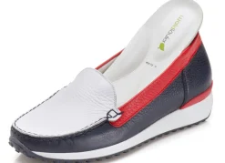 Online WALDLÄUFER Waldläufer, klassische Damen-Slipper, Weite H, mit herausnehmbarem Fußbett BLAU-WEISS-ROT