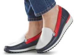 Online WALDLÄUFER Waldläufer, klassische Damen-Slipper, Weite H, mit herausnehmbarem Fußbett BLAU-WEISS-ROT