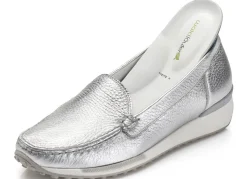 New WALDLÄUFER Waldläufer, klassische Damen-Slipper, Weite H, mit herausnehmbarem Fußbett SILBER