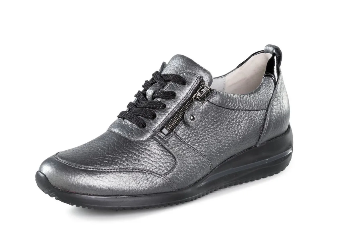 BADER Waldläufer, leichte Damen-Sneaker, Weite H, mit herausnehmbarem Fußbett ALTSILBER