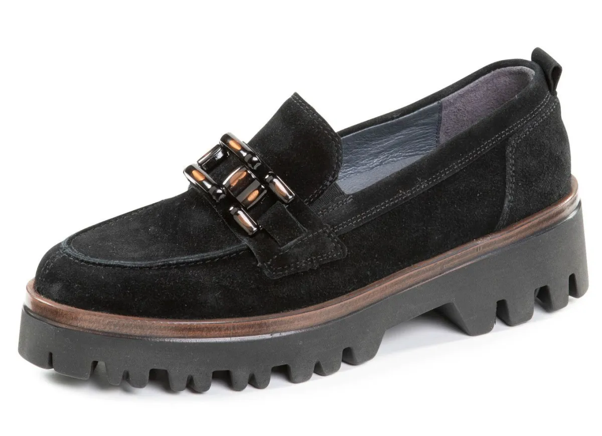 WALDLÄUFER Waldläufer Loafer aus Veloursleder SCHWARZ