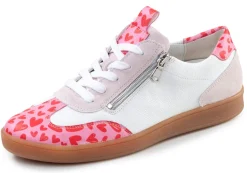 BADER Waldläufer, modische Damen-Sneaker, Weite H, mit herausnehmbarem Fußbett WEISS-ROSA