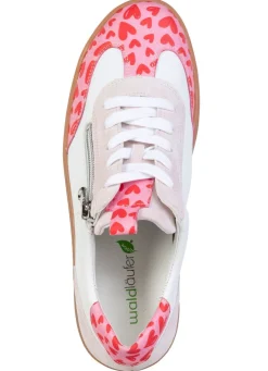 BADER Waldläufer, modische Damen-Sneaker, Weite H, mit herausnehmbarem Fußbett WEISS-ROSA