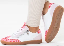 BADER Waldläufer, modische Damen-Sneaker, Weite H, mit herausnehmbarem Fußbett WEISS-ROSA