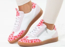 BADER Waldläufer, modische Damen-Sneaker, Weite H, mit herausnehmbarem Fußbett WEISS-ROSA