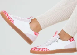 BADER Waldläufer, modische Damen-Sneaker, Weite H, mit herausnehmbarem Fußbett WEISS-ROSA