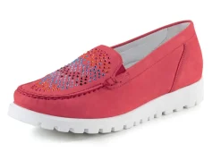 Best WALDLÄUFER Waldläufer Mokassin-Slipper mit bunten Glitzersteinchen besetzt HELLROT