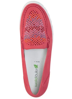 Best WALDLÄUFER Waldläufer Mokassin-Slipper mit bunten Glitzersteinchen besetzt HELLROT