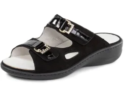 Online WALDLÄUFER Waldläufer Pantolette mit Metallschmuck mit Glitzersteinchen SCHWARZ