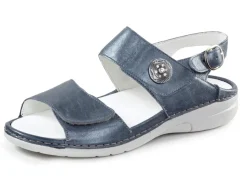 Online BADER Waldläufer Sandale mit Metallschmuck mit Glitzersteinchen STAHLBLAU
