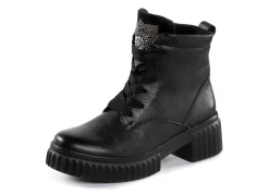 New WALDLÄUFER Waldläufer Schnür-Bootie mit effektvollen Glitzer-Steinchen SCHWARZ