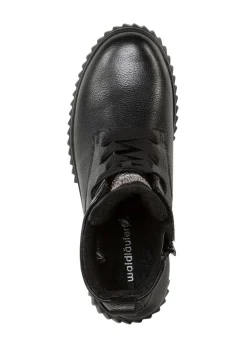 New WALDLÄUFER Waldläufer Schnür-Bootie mit effektvollen Glitzer-Steinchen SCHWARZ