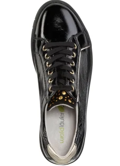 WALDLÄUFER Waldläufer Schnürschuh aus weichem Knautschlackleder SCHWARZ-GOLD