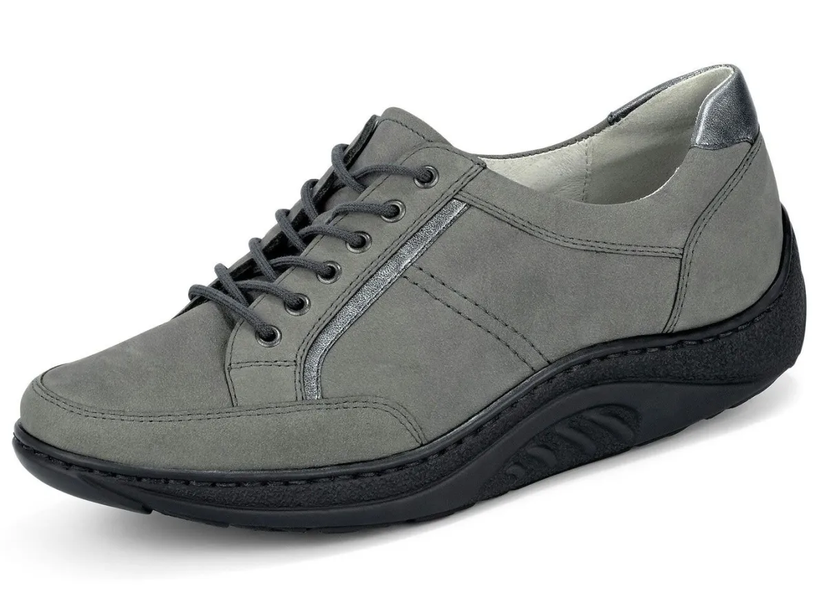 Hot WALDLÄUFER Waldläufer Schnürschuh mit edlen Metallicleder-Einsätzen GRAFIT