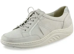 WALDLÄUFER Waldläufer Schnürschuh mit edlen Metallicleder-Einsätzen PASTELLGRAU