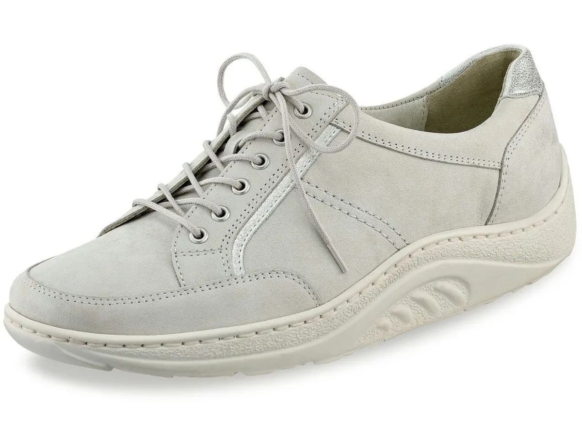 WALDLÄUFER Waldläufer Schnürschuh mit edlen Metallicleder-Einsätzen PASTELLGRAU