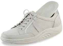 WALDLÄUFER Waldläufer Schnürschuh mit edlen Metallicleder-Einsätzen PASTELLGRAU