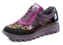Best WALDLÄUFER Waldläufer Schnür-Sneaker mit buntem Textilmaterial kombiniert LILA-BUNT