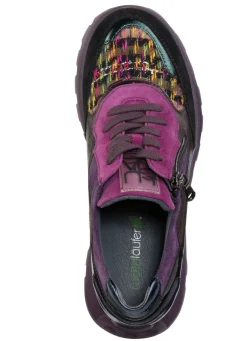 Best WALDLÄUFER Waldläufer Schnür-Sneaker mit buntem Textilmaterial kombiniert LILA-BUNT