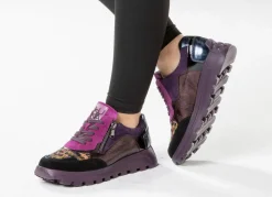 Best WALDLÄUFER Waldläufer Schnür-Sneaker mit buntem Textilmaterial kombiniert LILA-BUNT