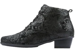 Hot WALDLÄUFER Waldläufer Schnür-Stiefelette mit floraler Prägung SCHWARZ