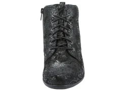Hot WALDLÄUFER Waldläufer Schnür-Stiefelette mit floraler Prägung SCHWARZ