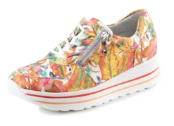 Clearance WALDLÄUFER Waldläufer Sneaker aus beschichtetem, floral bedrucktem Textilmaterial WEISS-BUNT