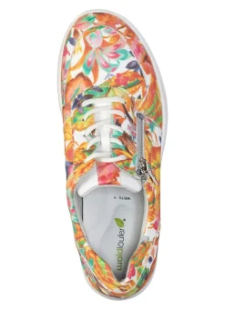 Clearance WALDLÄUFER Waldläufer Sneaker aus beschichtetem, floral bedrucktem Textilmaterial WEISS-BUNT