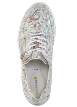 WALDLÄUFER Waldläufer Sneaker aus floral bedrucktem Nubukleder EISBLAU-BUNT