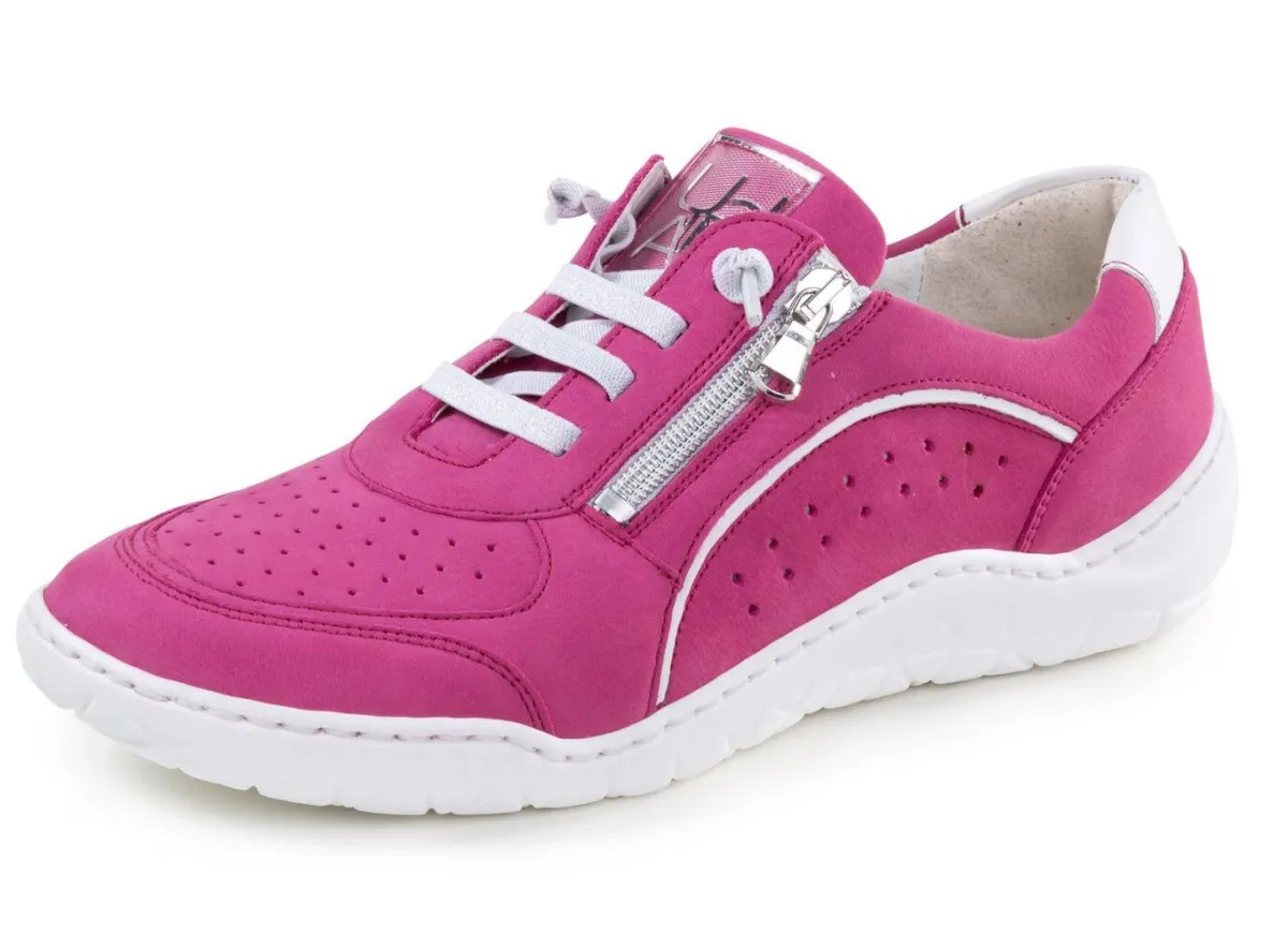 WALDLÄUFER Waldläufer Sneaker mit Perforation PINK-WEISS