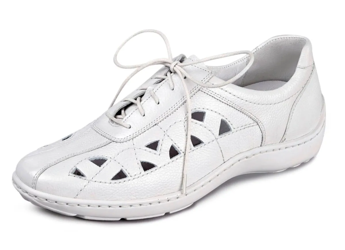 Hot WALDLÄUFER Waldläufer, sommerliche Damen-Schnürschuhe, Weite H, mit herausnehmbarem Fußbett NATURWEISS
