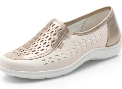 Sale WALDLÄUFER Waldläufer, sommerliche Damen-Slipper, Weite H, mit herausnehmbarem Fußbett BEIGE-BRONZE