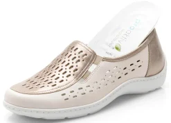 Sale WALDLÄUFER Waldläufer, sommerliche Damen-Slipper, Weite H, mit herausnehmbarem Fußbett BEIGE-BRONZE