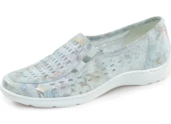 Discount WALDLÄUFER Waldläufer, sommerliche Damen-Slipper, Weite H, mit herausnehmbarem Fußbett ECRU-BUNT