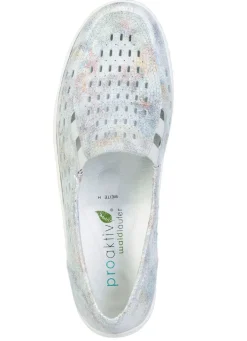 Discount WALDLÄUFER Waldläufer, sommerliche Damen-Slipper, Weite H, mit herausnehmbarem Fußbett ECRU-BUNT