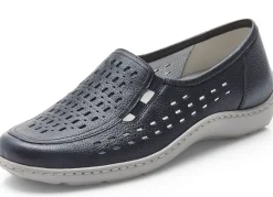 Clearance WALDLÄUFER Waldläufer, sommerliche Damen-Slipper, Weite H, mit herausnehmbarem Fußbett DUNKELBLAU