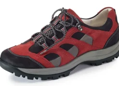 WALDLÄUFER Waldläufer, sportliche Damen-Schnürschuhe, Weite H, mit herausnehmbarem Fußbett GRANATROT-SCHWARZ-GRAU