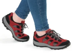WALDLÄUFER Waldläufer, sportliche Damen-Schnürschuhe, Weite H, mit herausnehmbarem Fußbett GRANATROT-SCHWARZ-GRAU