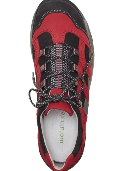 WALDLÄUFER Waldläufer, sportliche Damen-Schnürschuhe, Weite H, mit herausnehmbarem Fußbett GRANATROT-SCHWARZ-GRAU