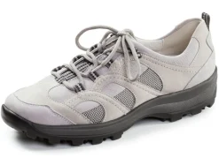 New WALDLÄUFER Waldläufer, sportliche Damen-Schnürschuhe, Weite H, mit herausnehmbarem Fußbett GRAU
